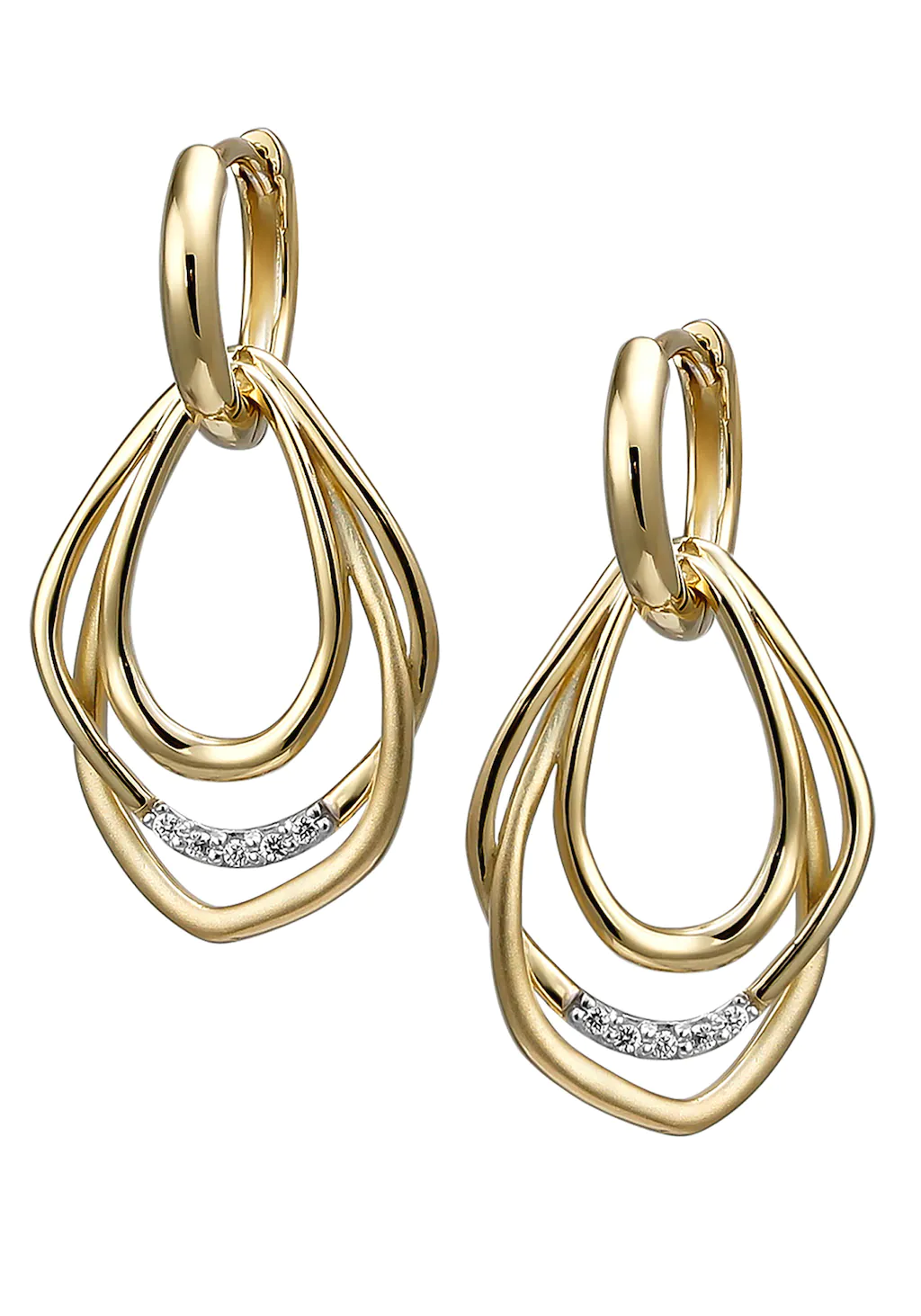 JOBO Paar Creolen "Ohrringe mit 10 Zirkonia", 925 Silber vergoldet günstig online kaufen