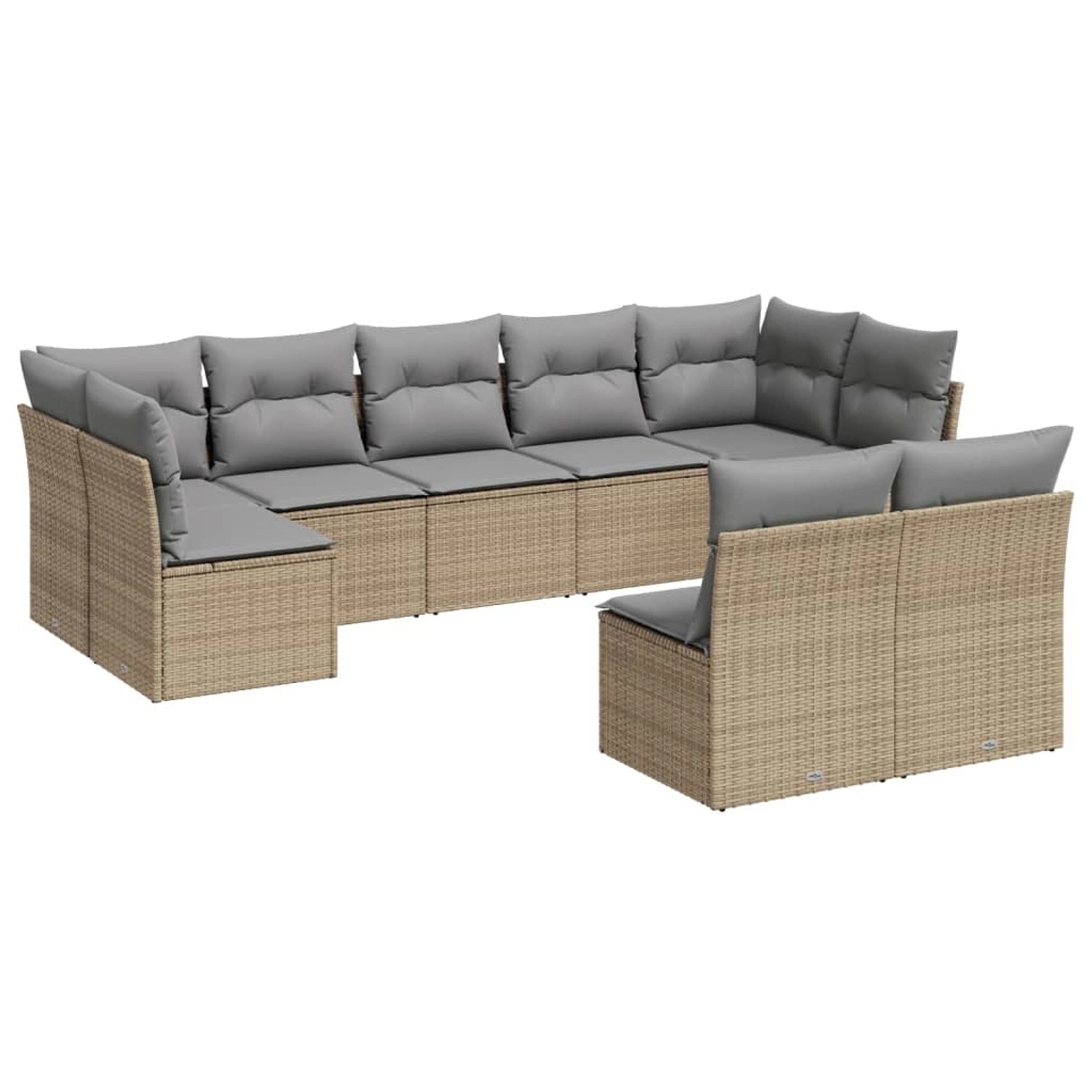 vidaXL 9-tlg Garten-Sofagarnitur mit Kissen Beige Poly Rattan Modell 9 günstig online kaufen