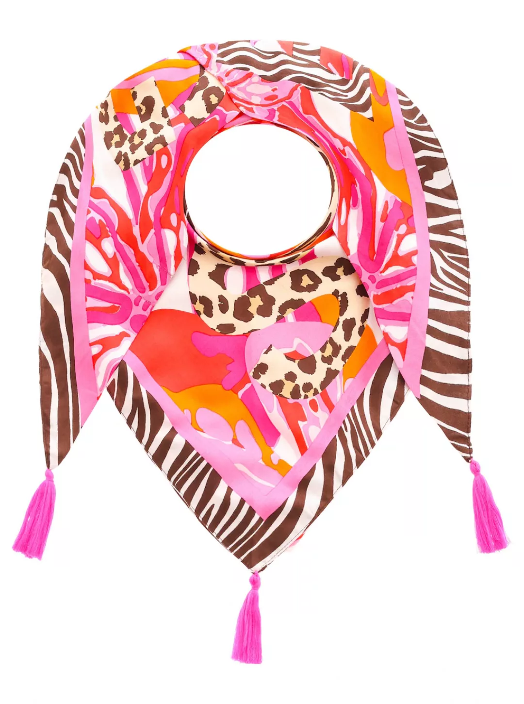 Zwillingsherz Modetuch "Flower Wild", mit Tasseln günstig online kaufen