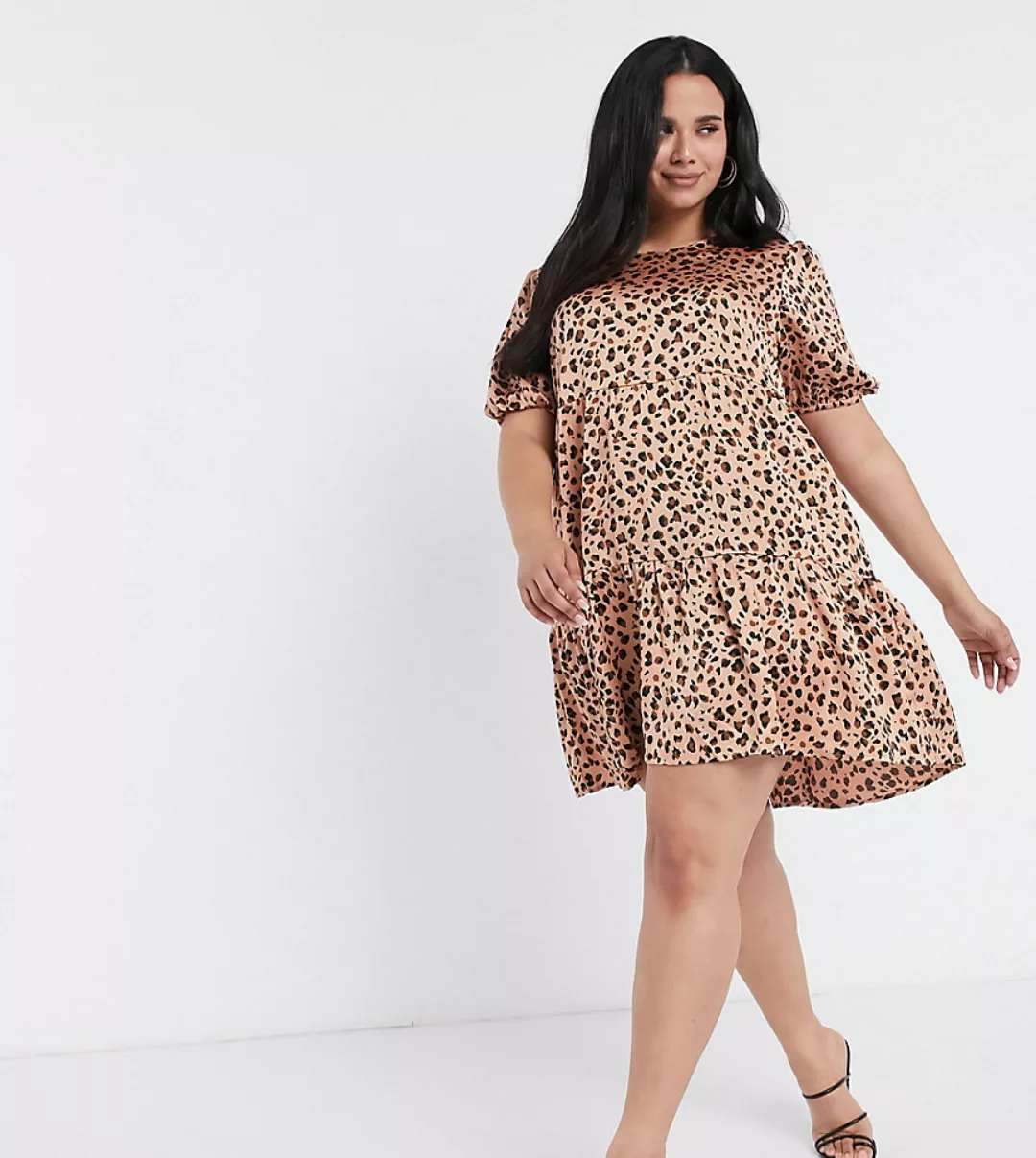 Missguided Plus – Hängerkleid mit Leopardenprint-Mehrfarbig günstig online kaufen