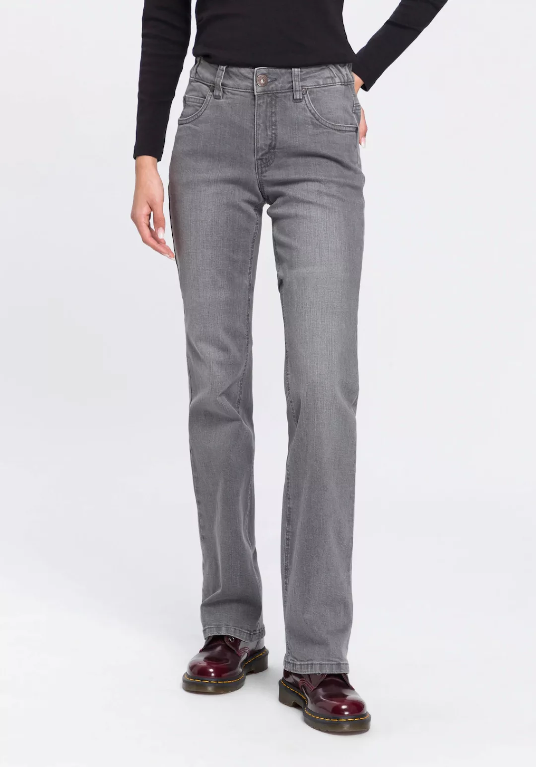 Arizona Bootcut-Jeans "Bund mit seitlichem Gummizugeinsatz", High Waist günstig online kaufen