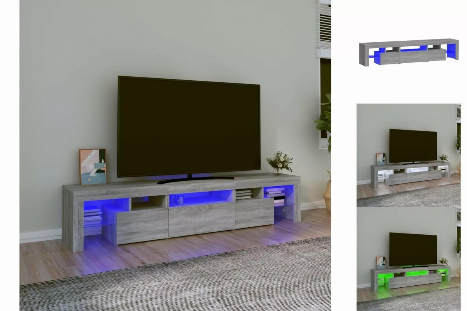 vidaXL TV-Schrank TV-Schrank mit LED-Leuchten Grau Sonoma 200x36,5x40 cm Lo günstig online kaufen