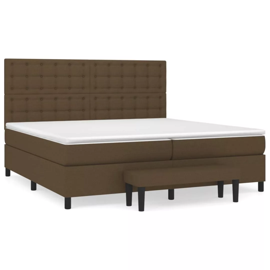 Vidaxl Boxspringbett Mit Matratze Dunkelbraun 200x200 Cm Stoff günstig online kaufen