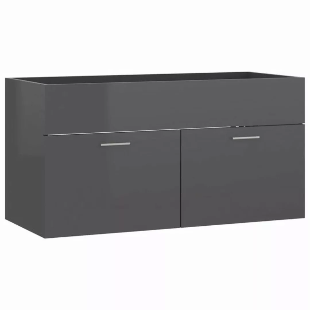 Waschbeckenunterschrank Hochglanz-grau 90x38,5x46 Cm Spanplatte günstig online kaufen