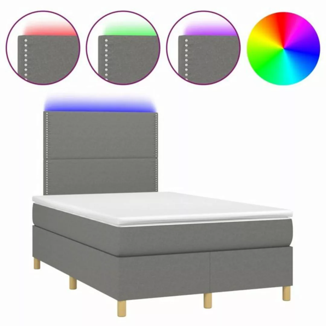 vidaXL Boxspringbett Boxspringbett mit Matratze LED Dunkelgrau 120x200 cm S günstig online kaufen