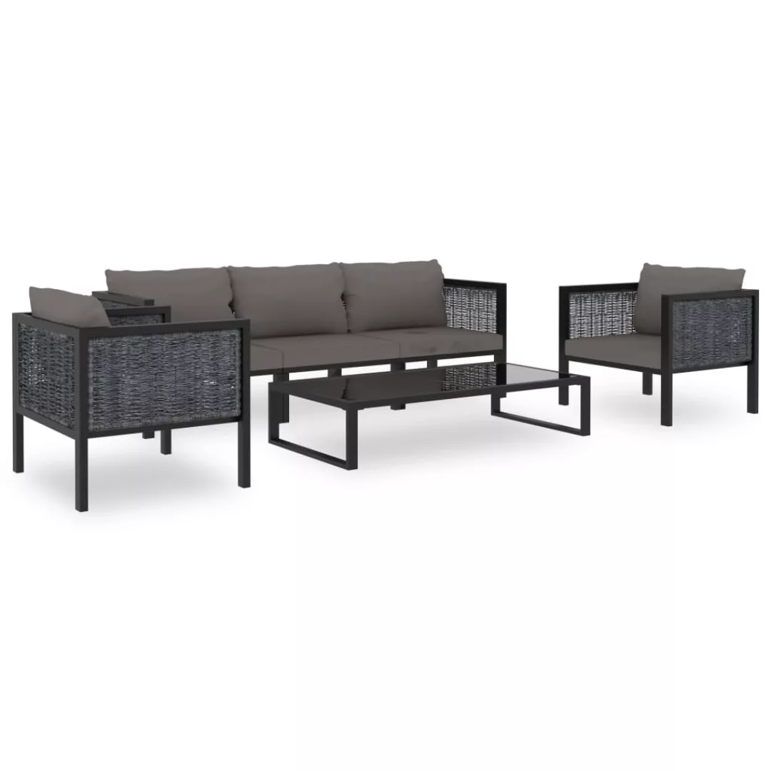 6-tlg. Garten-lounge-set Mit Auflagen Poly Rattan Anthrazit günstig online kaufen