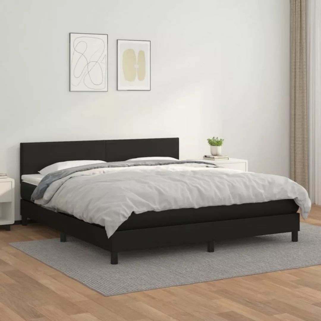 vidaXL Bettgestell Boxspringbett mit Matratze Schwarz 160x200 cm Kunstleder günstig online kaufen