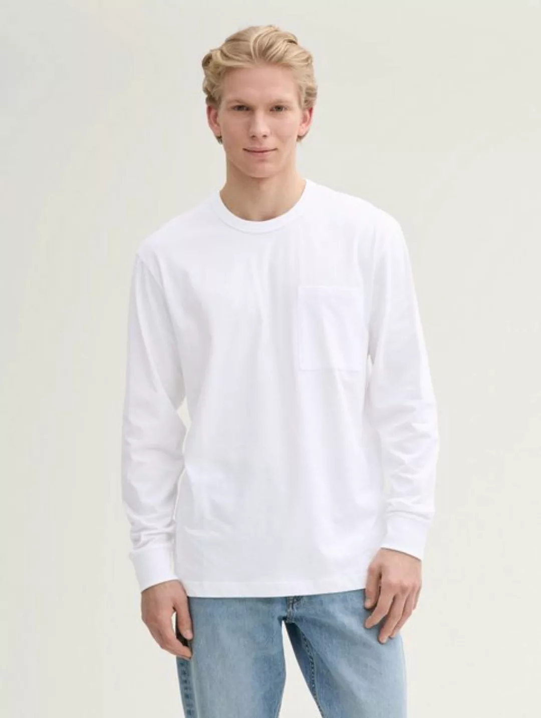 TOM TAILOR Denim T-Shirt Relaxed Fit Langarmshirt mit Brusttasche günstig online kaufen