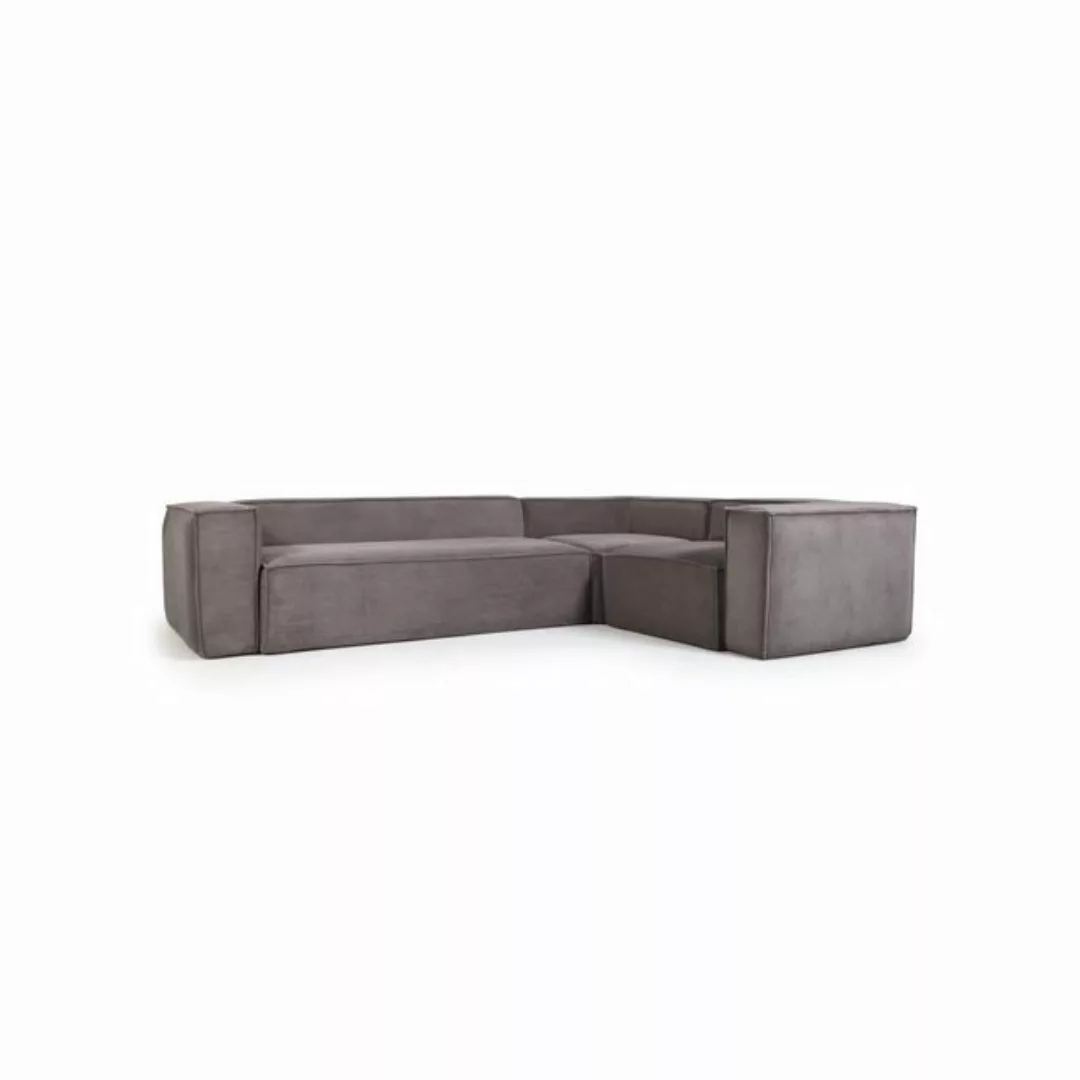 Natur24 Sofa Ecksofa Blok 4-Sitzer in grauem Cord 320x230cm Sitzgelegenheit günstig online kaufen