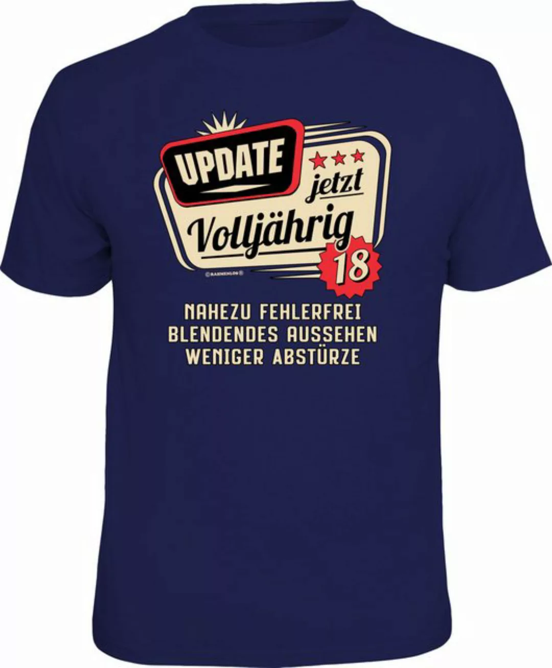 RAHMENLOS® T-Shirt zum 18. Geburtstag - Update, jetzt Volljährig günstig online kaufen