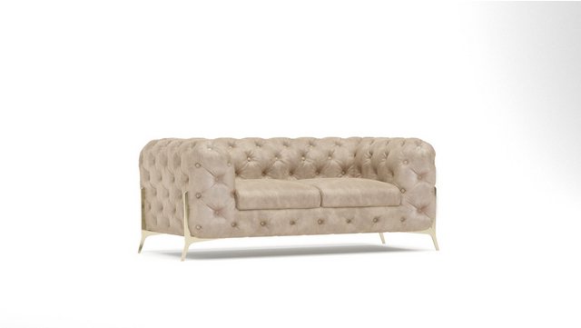 S-Style Möbel Chesterfield-Sofa 2-Sitzer Jersey mit Goldene Metall Füßen, 2 günstig online kaufen