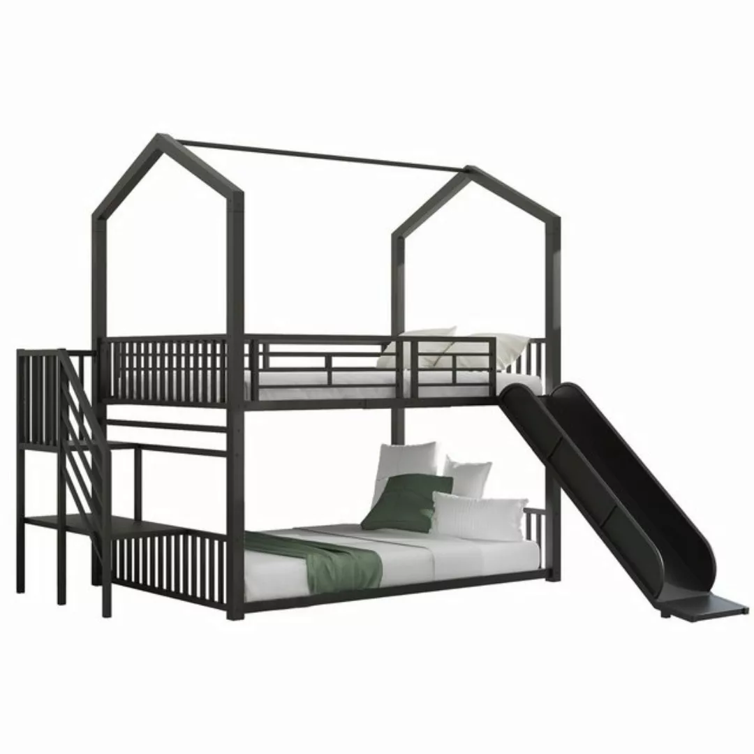 HAUSS SPLOE Etagenbett 140*200cm Eisenrahmenbett mit Schiebetreppe und Trep günstig online kaufen