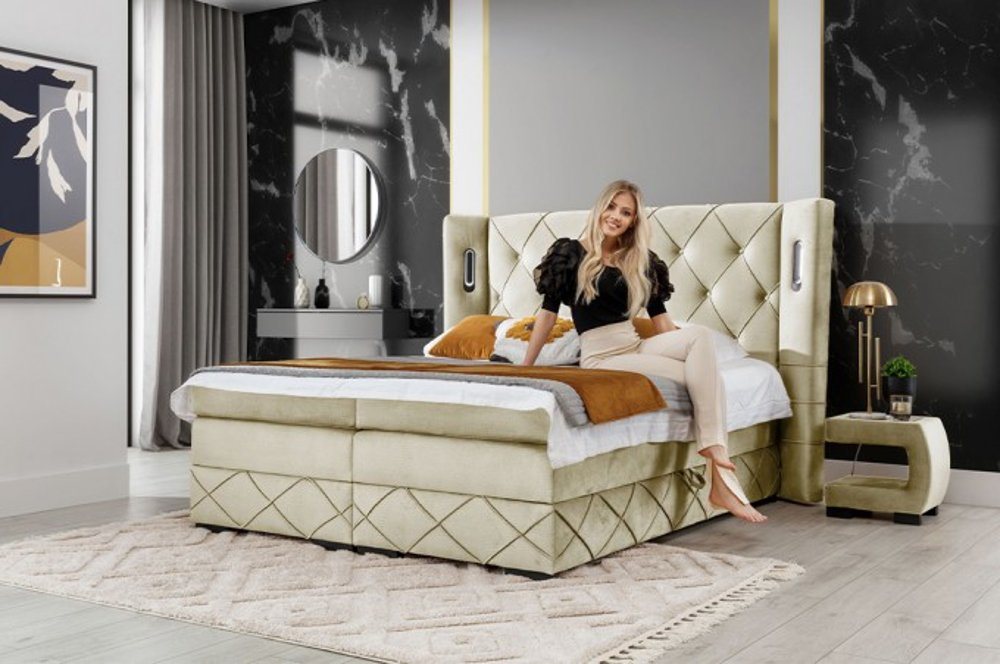 DB-Möbel Boxspringbett „Königlich” Polsterbett mit Stauraum - Bett mit LED günstig online kaufen