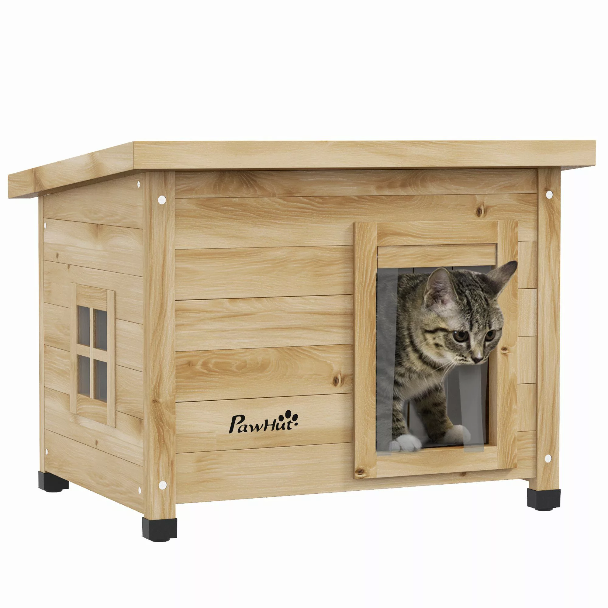 PawHut Tierhöhle Katzenhaus aus Holz, Katzenhütte günstig online kaufen