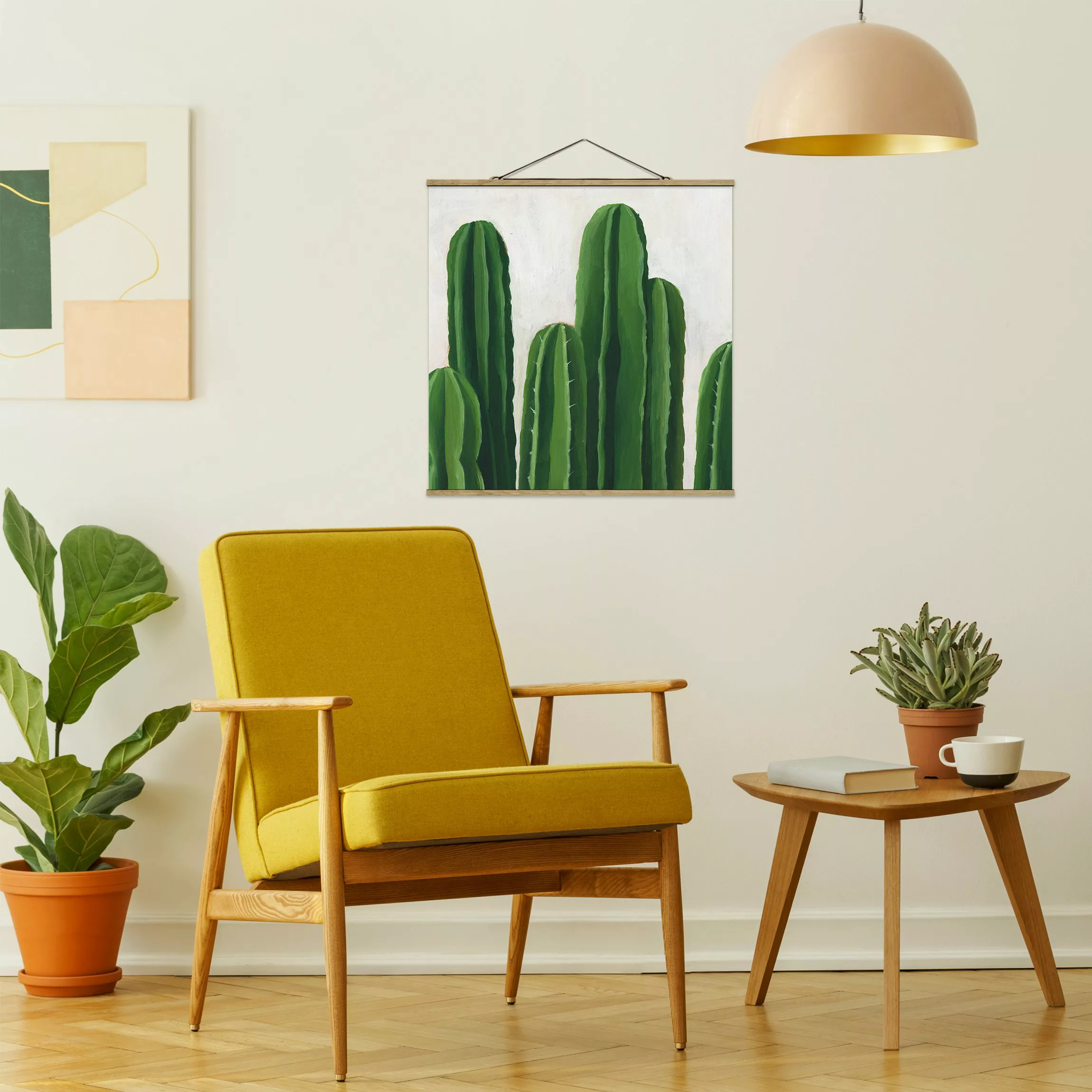 Stoffbild Blumen mit Posterleisten - Quadrat Lieblingspflanzen - Kaktus günstig online kaufen