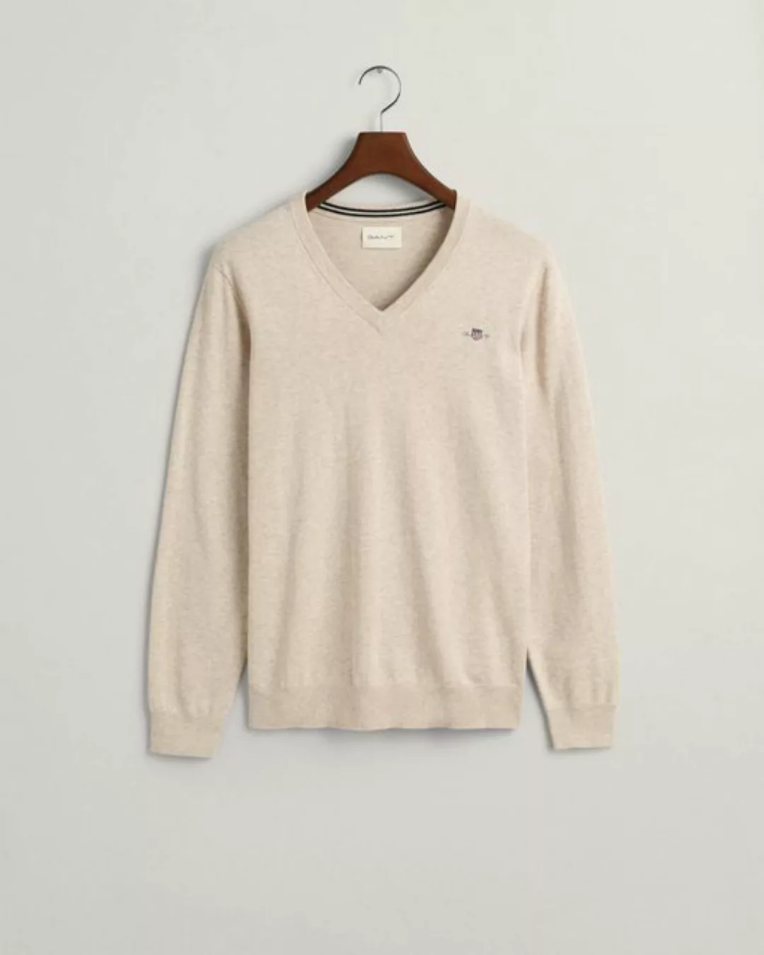 Gant Sweatshirt CLASSIC COTTON V-NECK, DARK JEANSBLUE MELAN günstig online kaufen