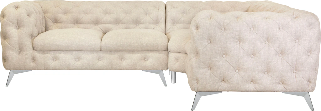 Leonique Chesterfield-Sofa "Ecksofa GLYNIS L-Form mit Wellenunterfederung, günstig online kaufen