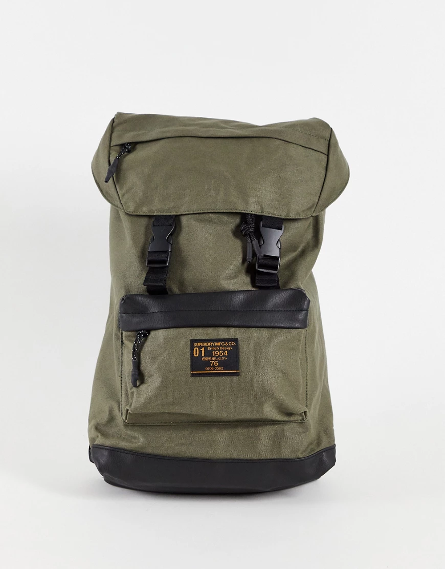 Superdry – Gewachster Rucksack mit Öffnung oben-Grün günstig online kaufen