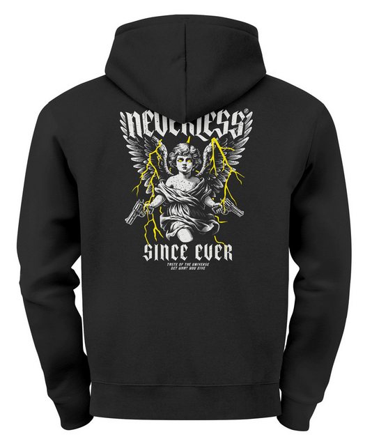 Neverless Hoodie Hoodie Backprint Herren Engel Tattoo Style Schrift Aufdruc günstig online kaufen