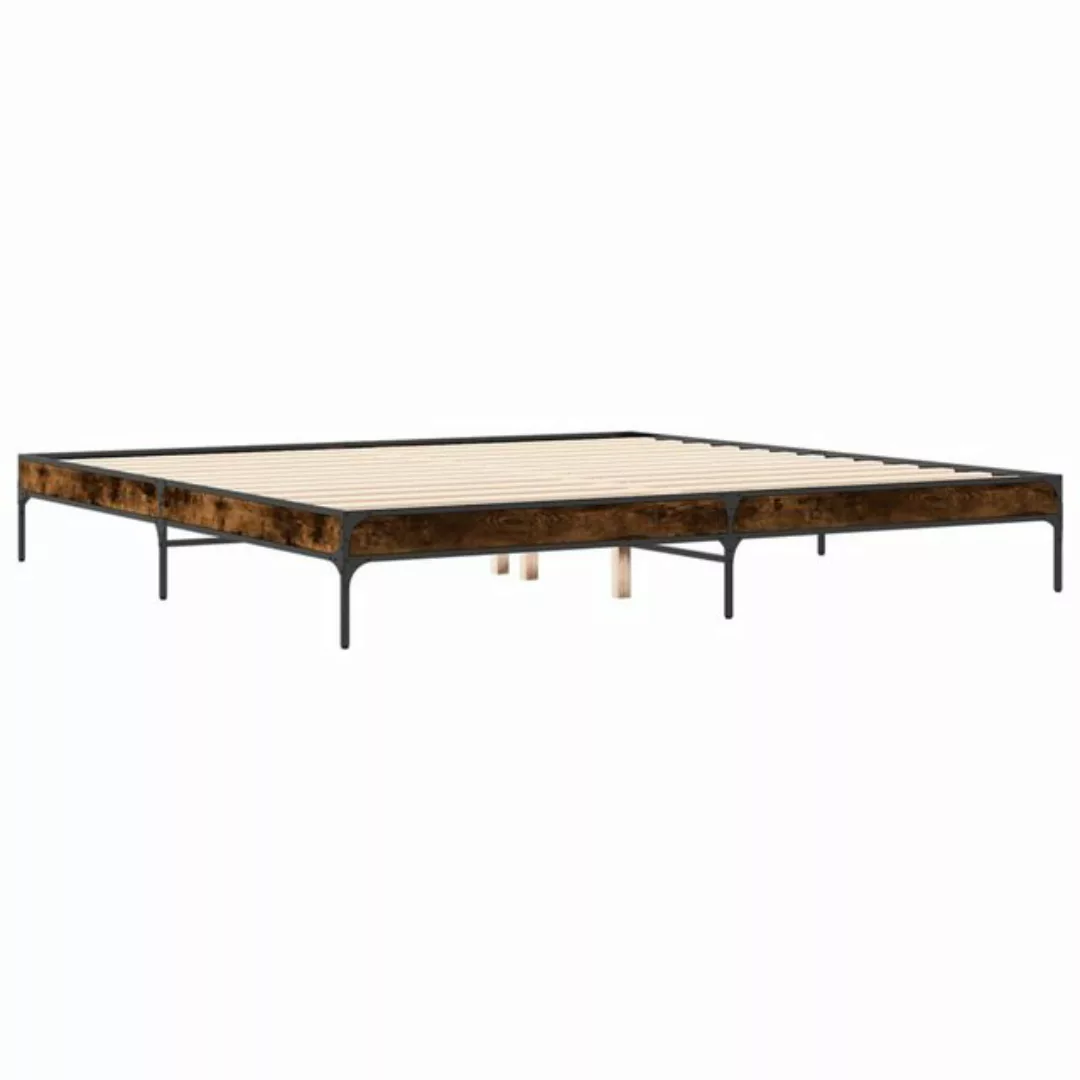 vidaXL Bett Bettgestell Räuchereiche 200x200 cm Holzwerkstoff und Metall günstig online kaufen