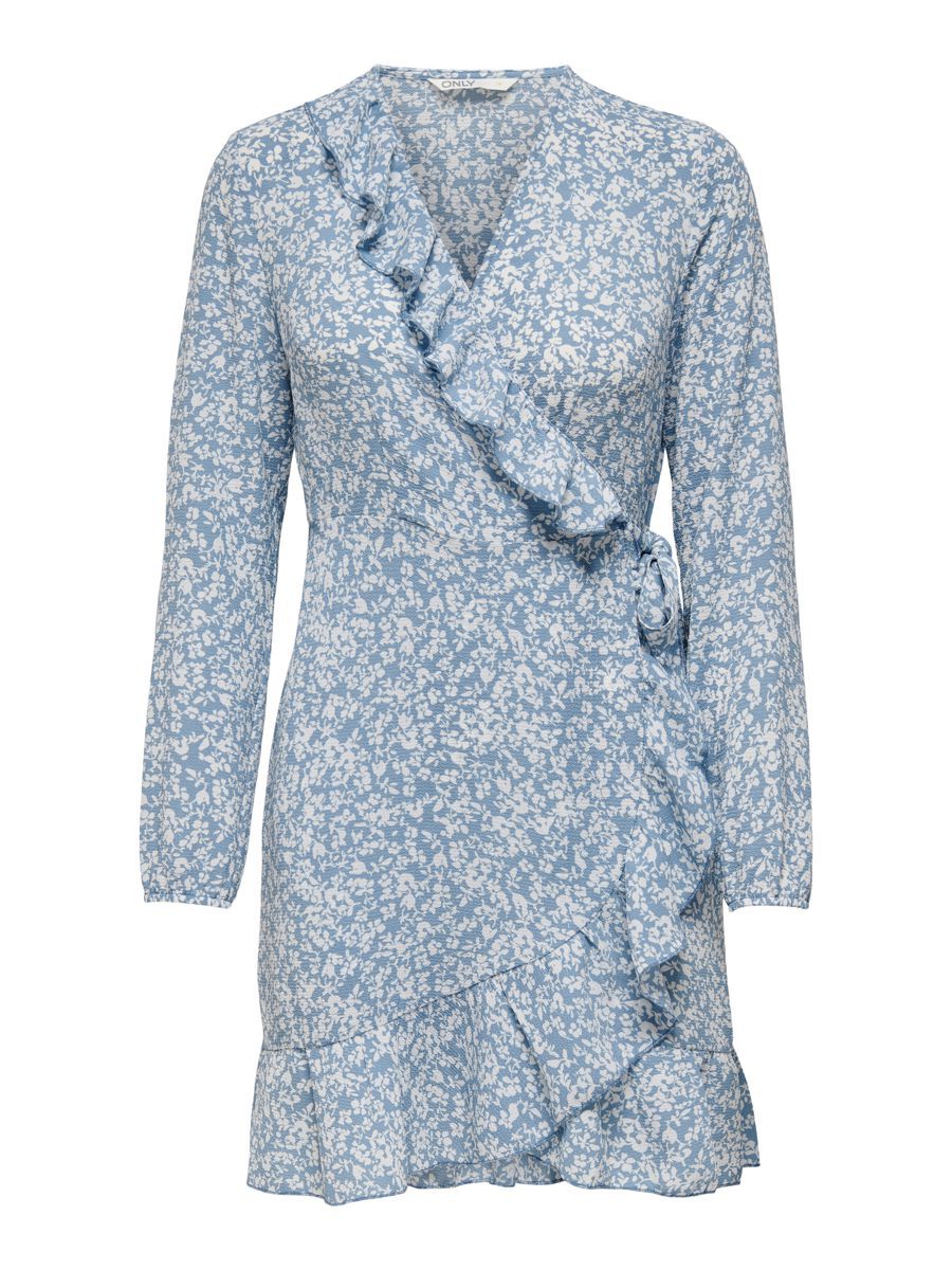 ONLY Wickel Volant Kleid Damen Blau günstig online kaufen