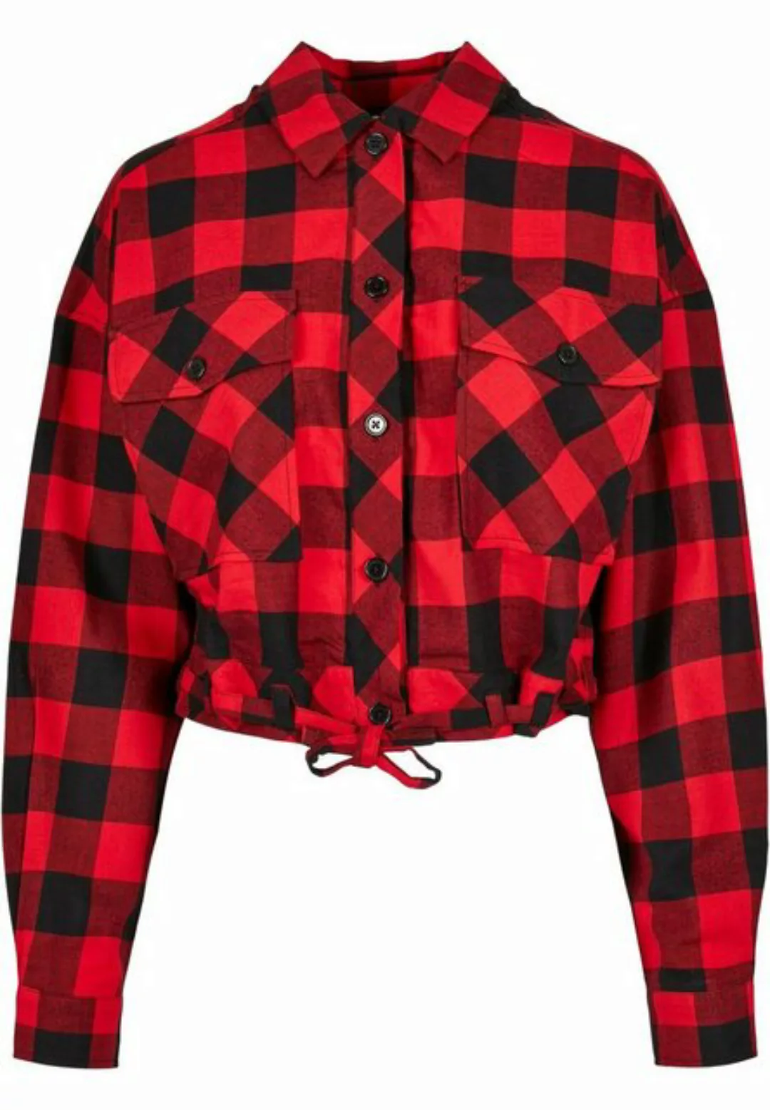 URBAN CLASSICS Langarmhemd Damen Ladies Short Oversized Check Shirt (1-tlg) günstig online kaufen