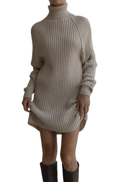 Nebelmeer Strickpullover Strickkleid Langärmliger Rollkragen Pulloverkleid günstig online kaufen