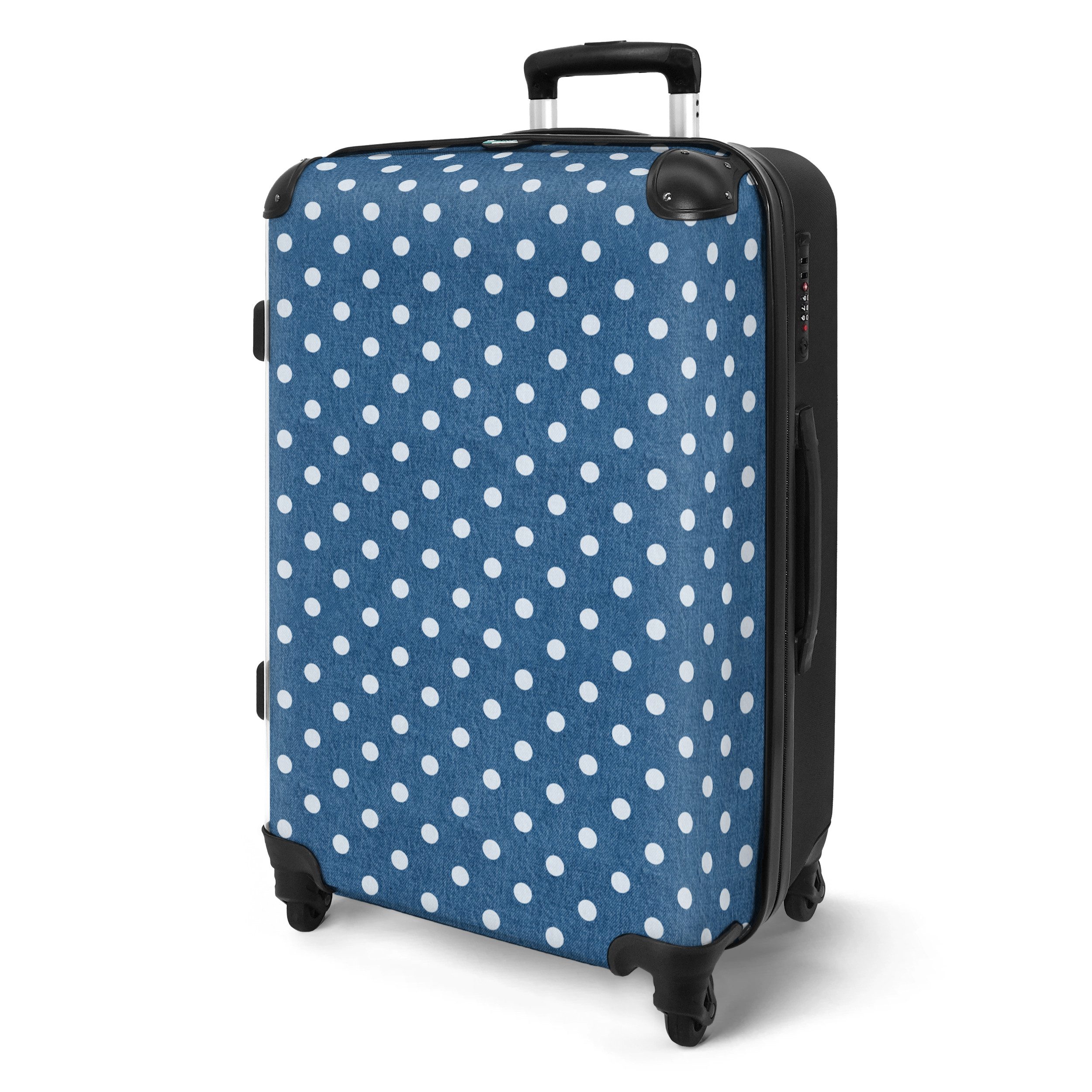 NoBoringSuitcases.com© Hartschalen-Trolley Punkte - Blau - günstig online kaufen