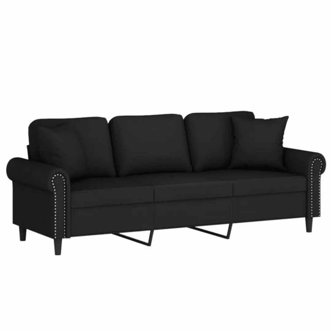 vidaXL Sofa 3-Sitzer-Sofa mit Zierkissen Schwarz 180 cm Samt günstig online kaufen