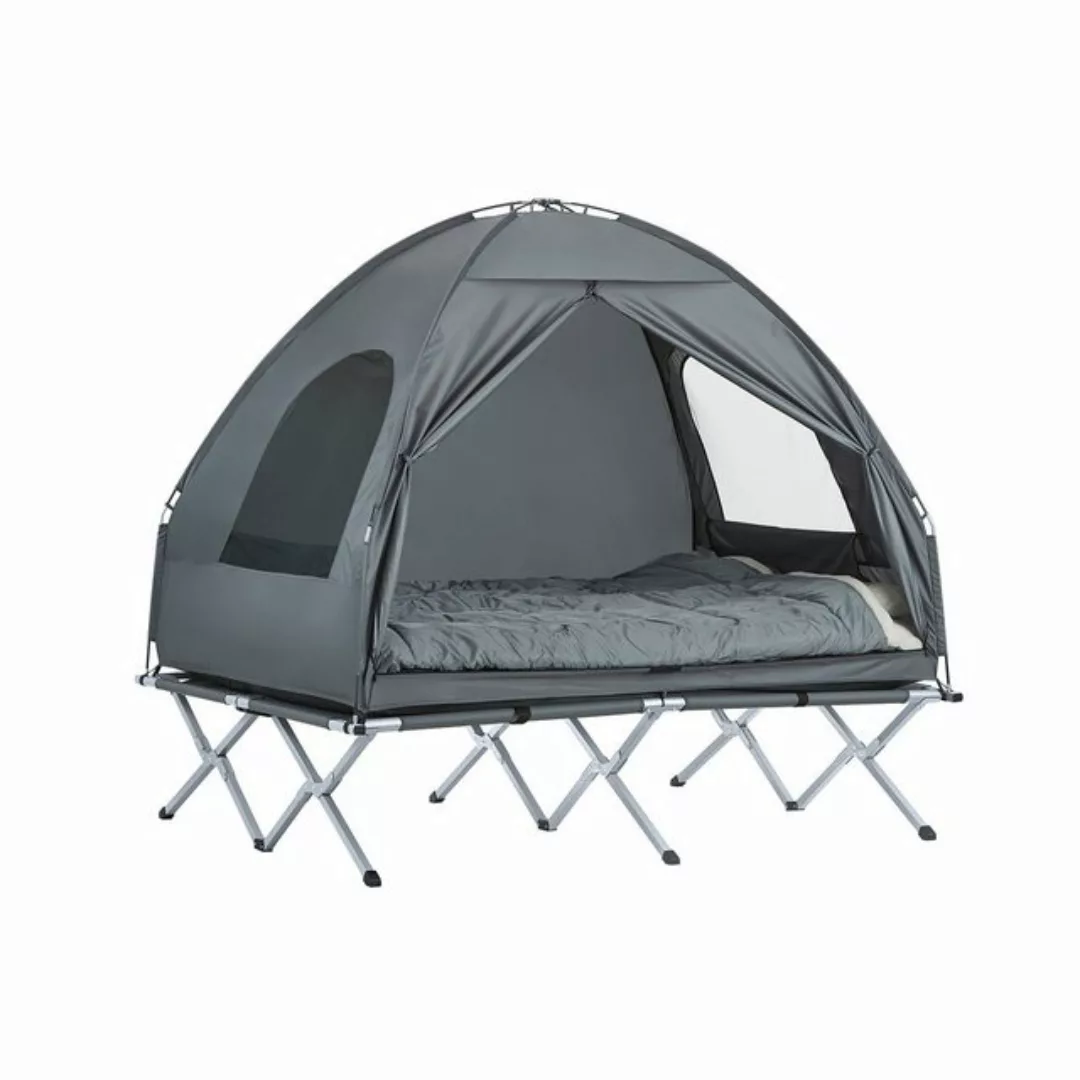 SoBuy Feldbett 4in1-Zelt mit Campingliege 2 Persone Grau OGS32-L-HG SoBuy 4 günstig online kaufen