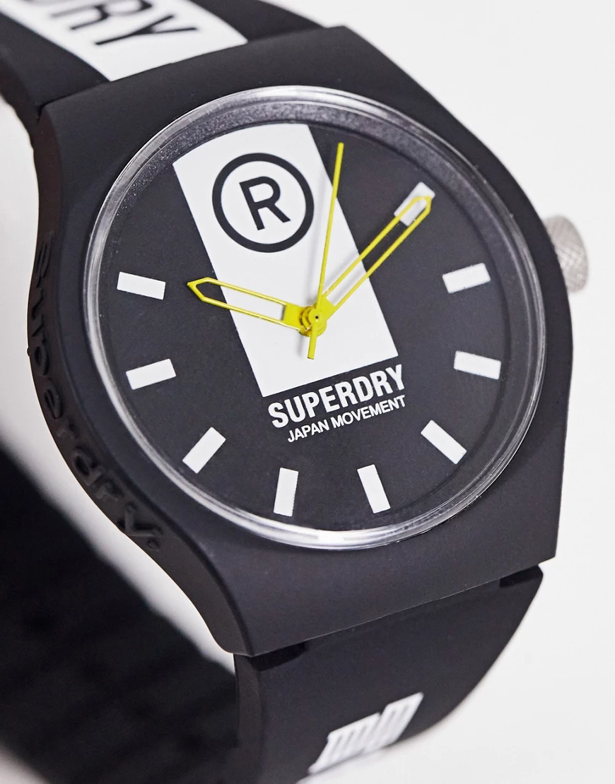 Superdry – Uhr in Schwarz mit Silikonarmband und Logo günstig online kaufen