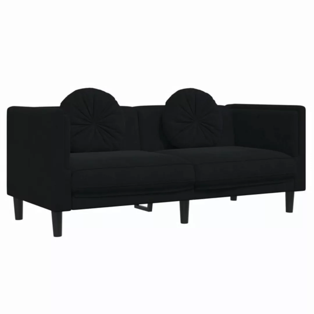 vidaXL Sofa Sofa mit Kissen 2-Sitzer Schwarz Samt günstig online kaufen