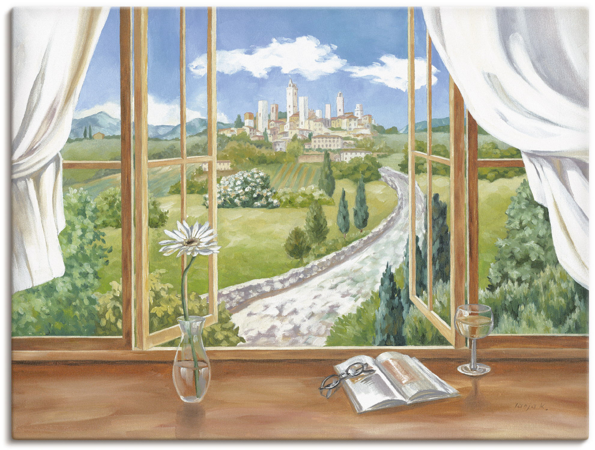 Artland Wandbild "Fenster zur Toskana", Fensterblick, (1 St.), als Alubild, günstig online kaufen