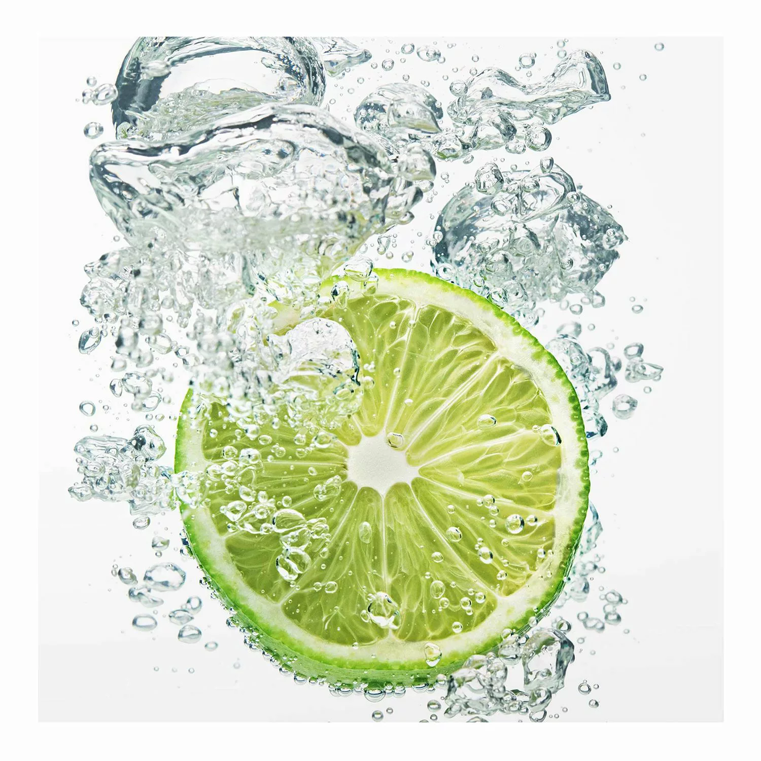 Glasbild Küche - Quadrat Lime Bubbles günstig online kaufen