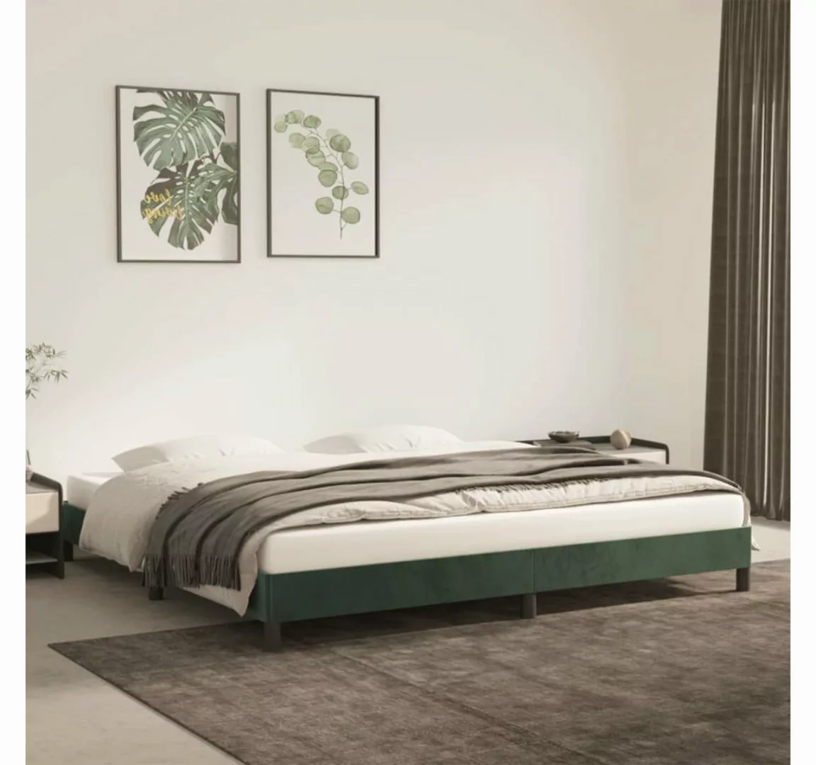 furnicato Bett Bettgestell Dunkelgrün 200x200 cm Samt günstig online kaufen