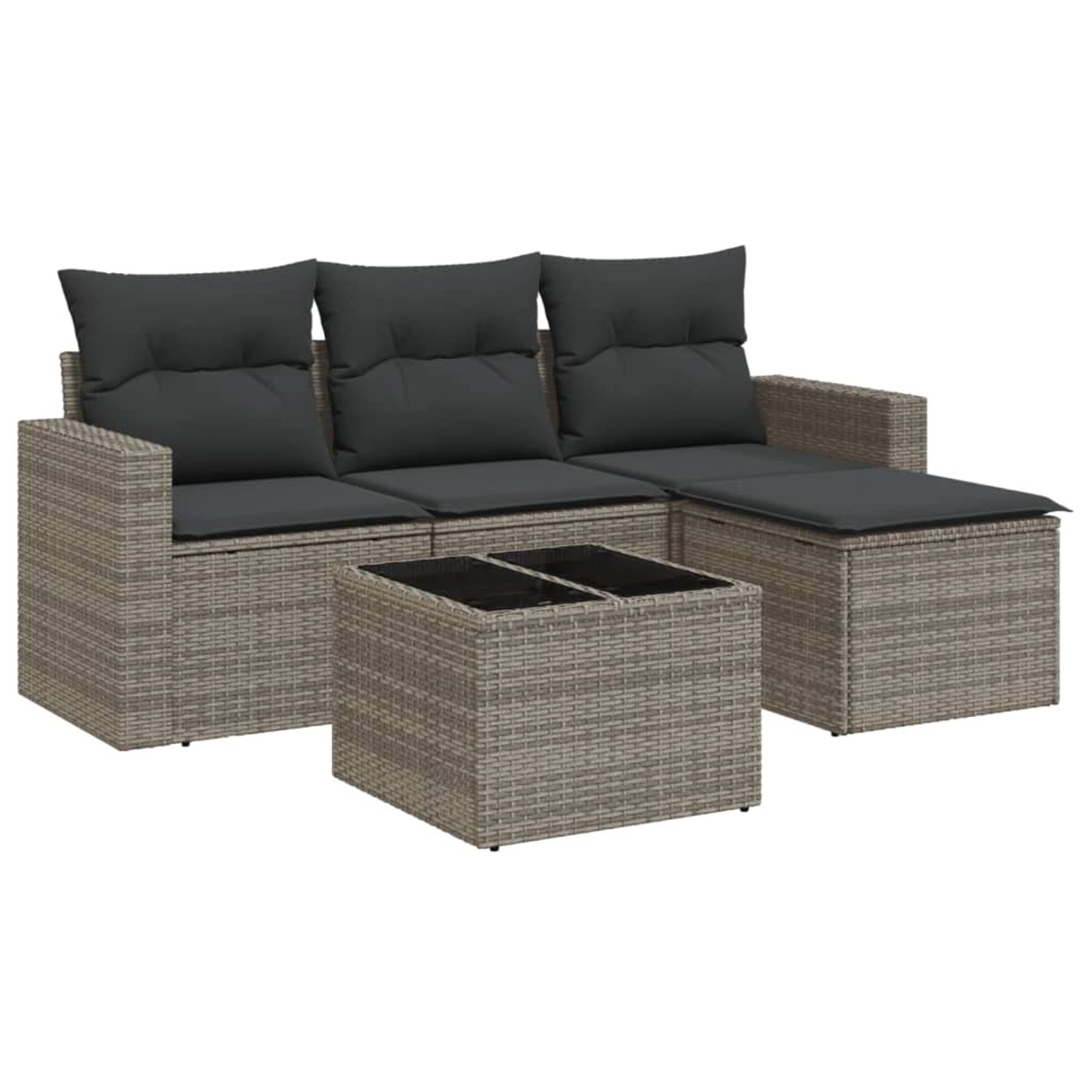 vidaXL 5-tlg Garten-Sofagarnitur mit Kissen Grau Poly Rattan Modell 8 günstig online kaufen