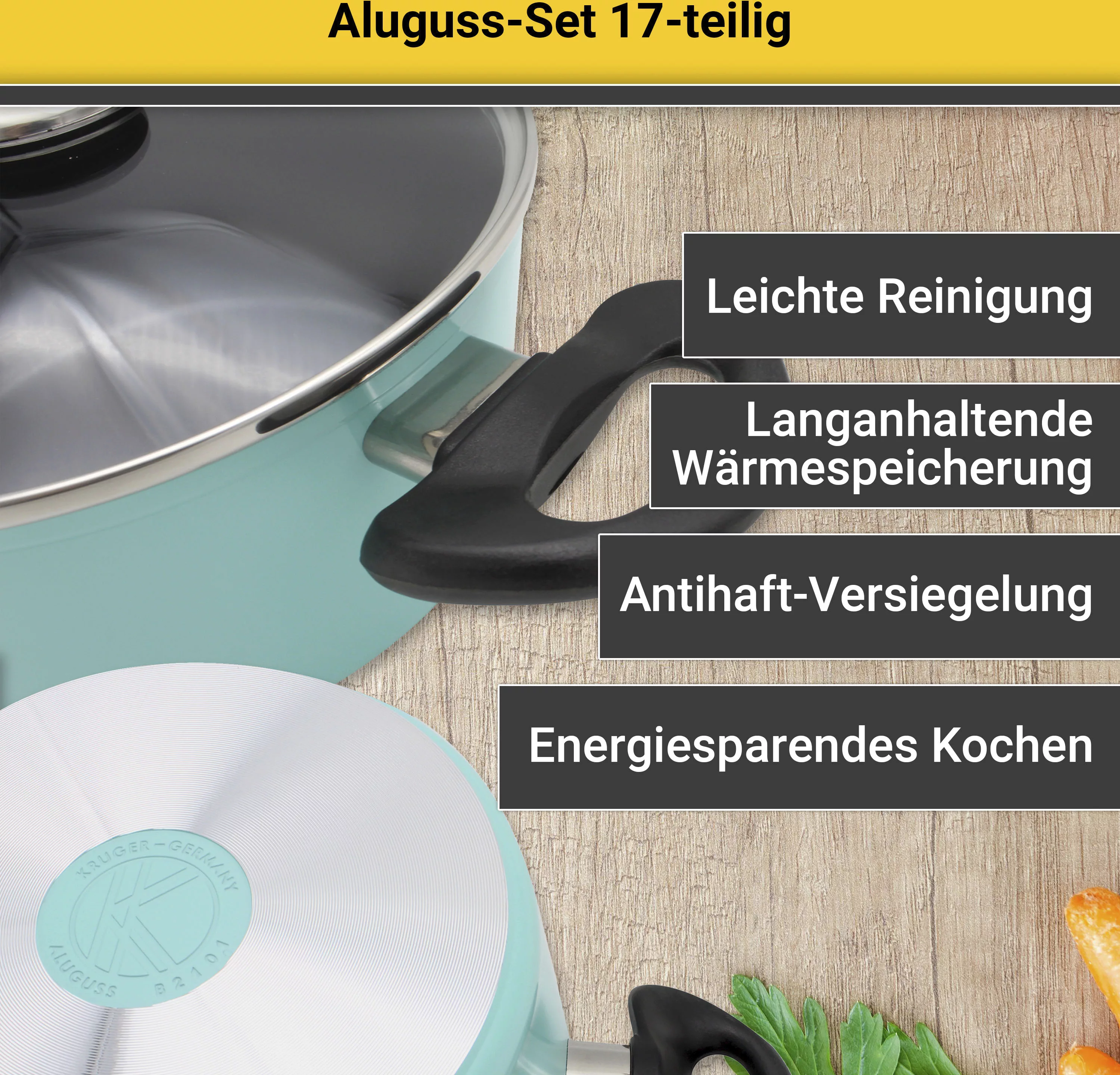 Krüger Topf-Set »Aluguss Topf- und Pfannenset inkl. praktischen Küchenhelfe günstig online kaufen