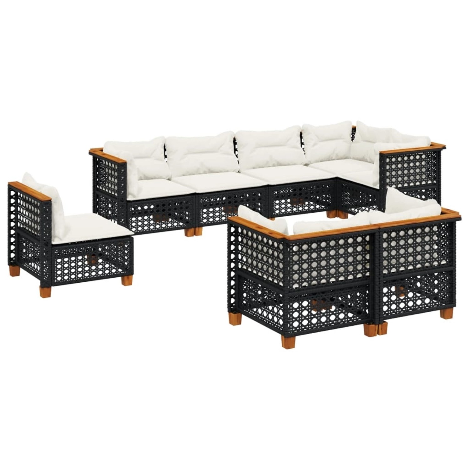 vidaXL 8-Tlg Garten-Sofagarnitur mit Kissen Schwarz Poly Rattan 3261902 günstig online kaufen