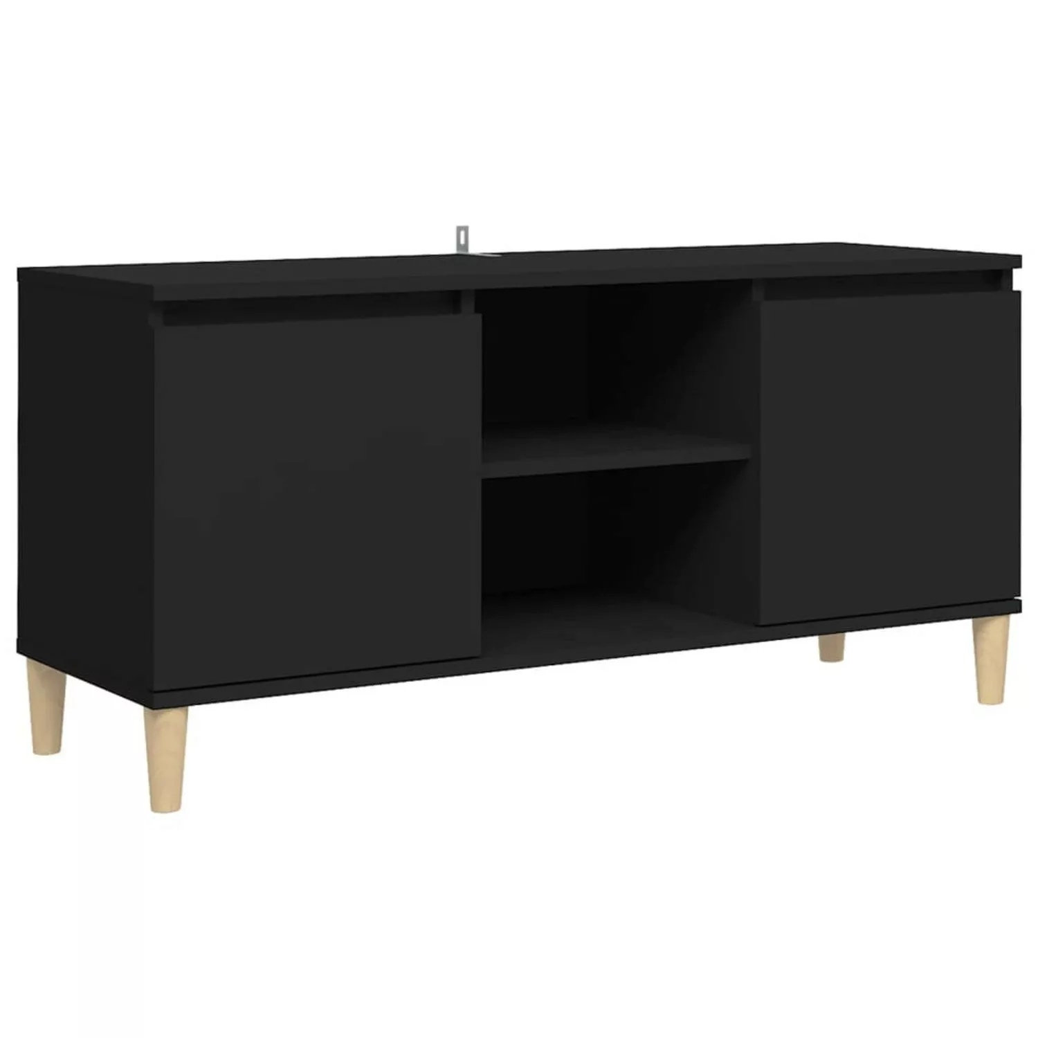 Tv-schrank Mit Massivholz-beinen Schwarz 103,5x35x50 Cm günstig online kaufen