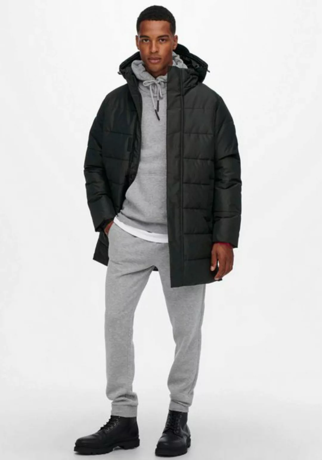 ONLY & SONS Steppjacke "ONSCARL LIFE LONG QUILTED COAT NOOS OTW", mit Kapuz günstig online kaufen