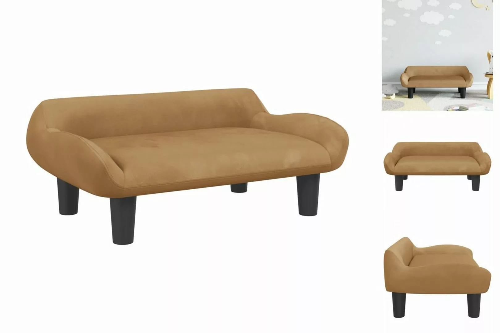 vidaXL Kindersofa Kindersofa Braun 70x40x24 cm Samt Kindercouch Kindermöbel günstig online kaufen