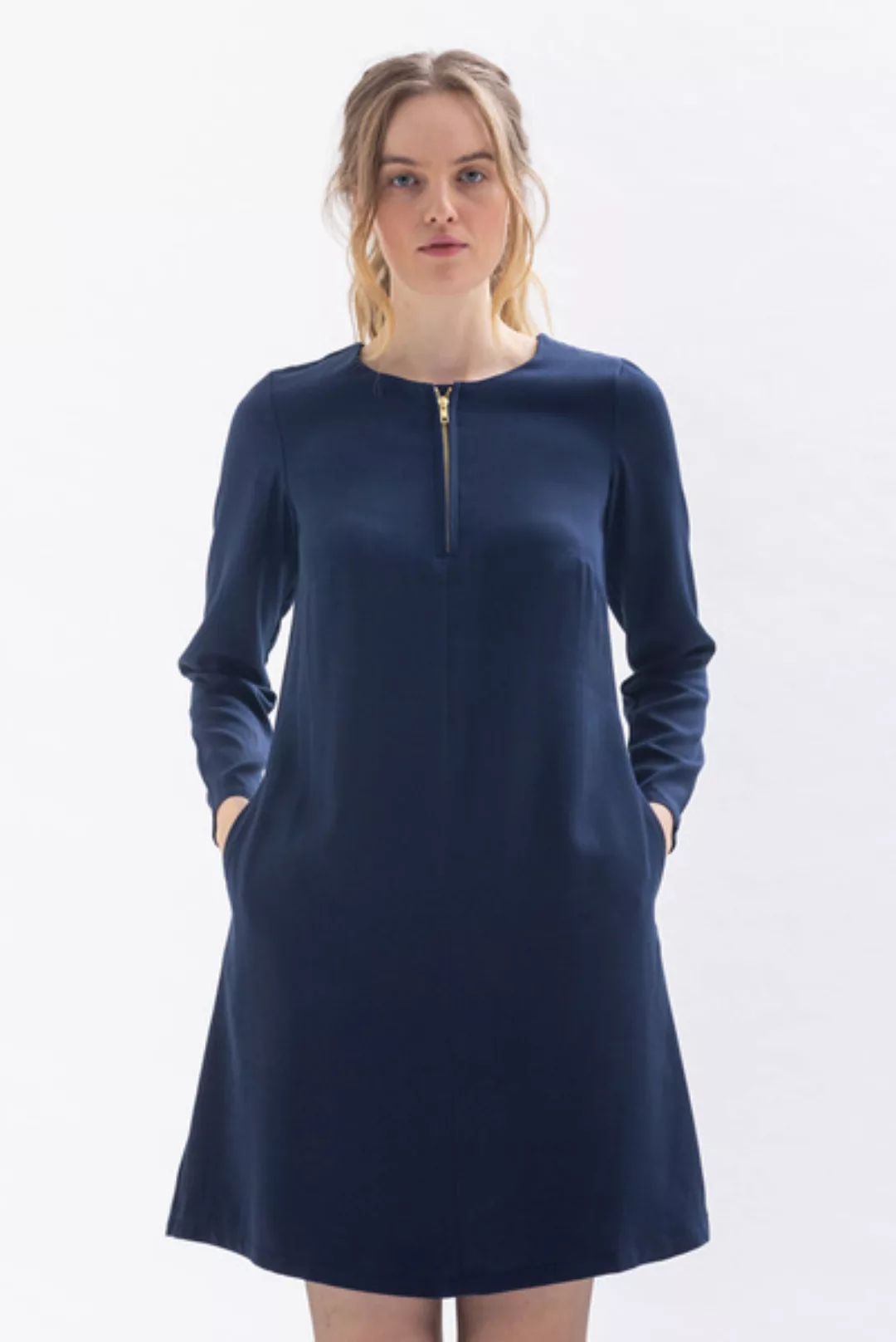 Knielanges Kleid Kla-ra Aus Tencel In Blau, Grün Und Merlotrot günstig online kaufen