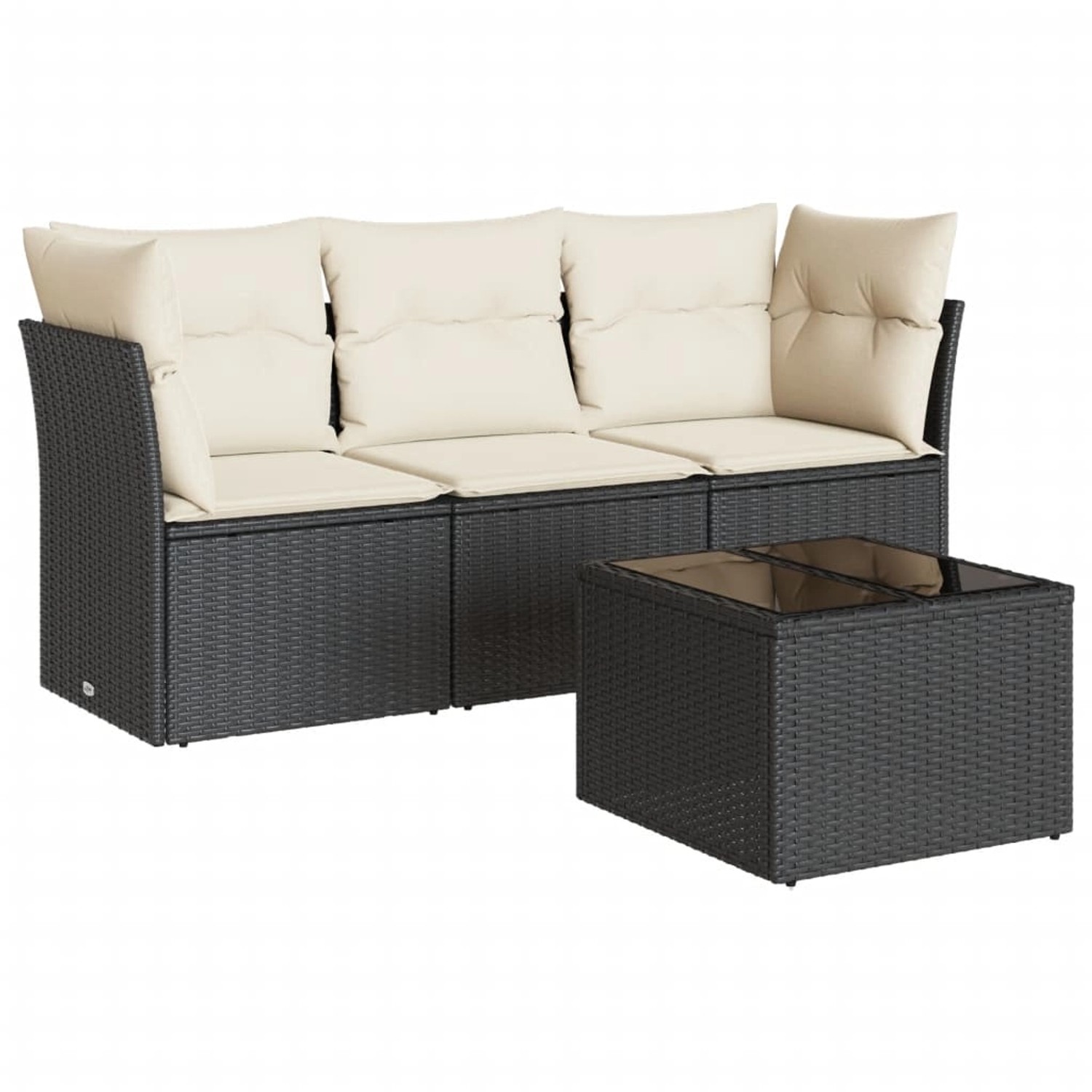 vidaXL 4-tlg Garten-Sofagarnitur mit Kissen Schwarz Poly Rattan Modell 2 günstig online kaufen