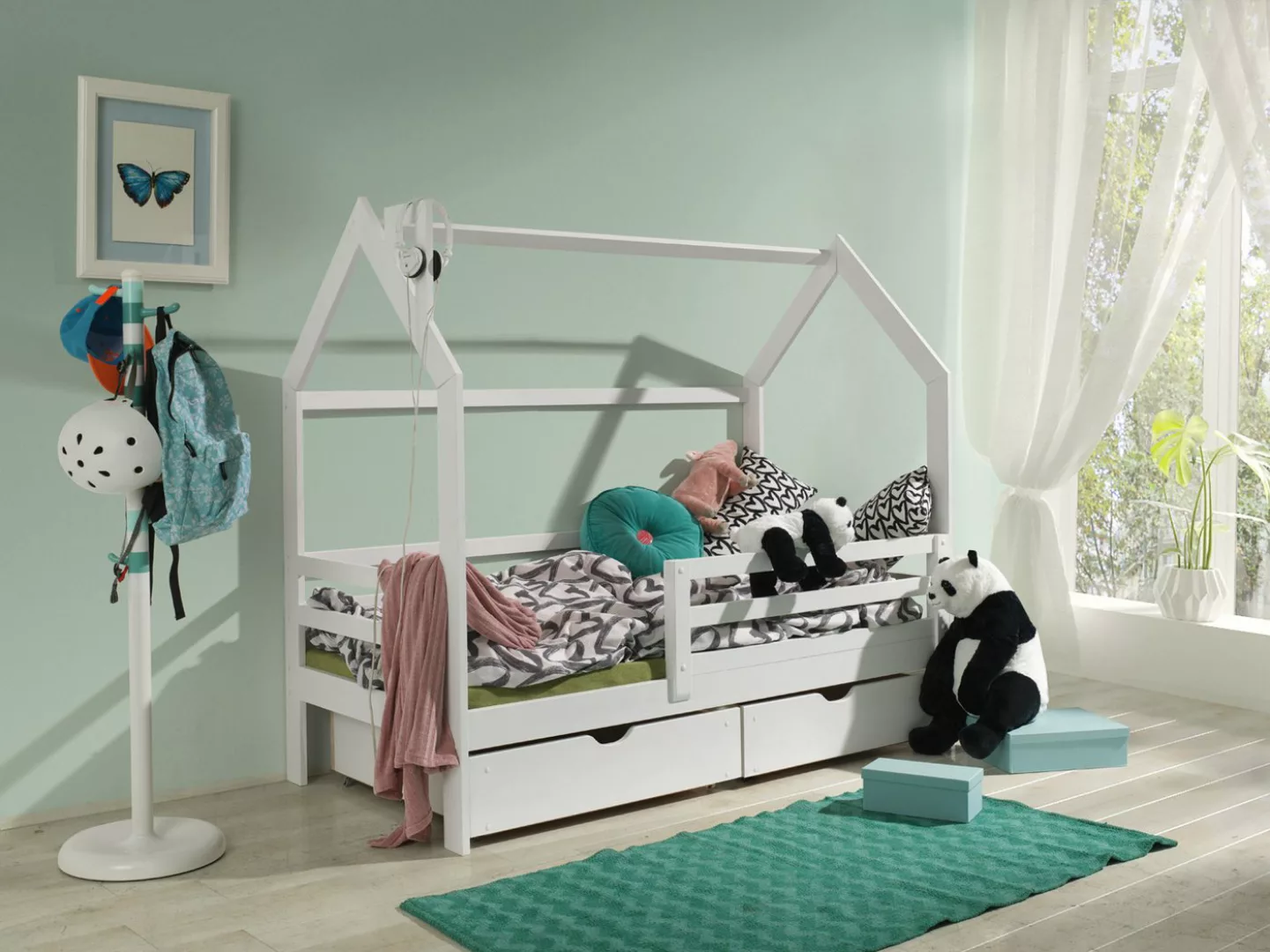 thematys Jugendbett Hausbett Kinderbett mit 2 Schubladen mit abnehmbaren Ra günstig online kaufen