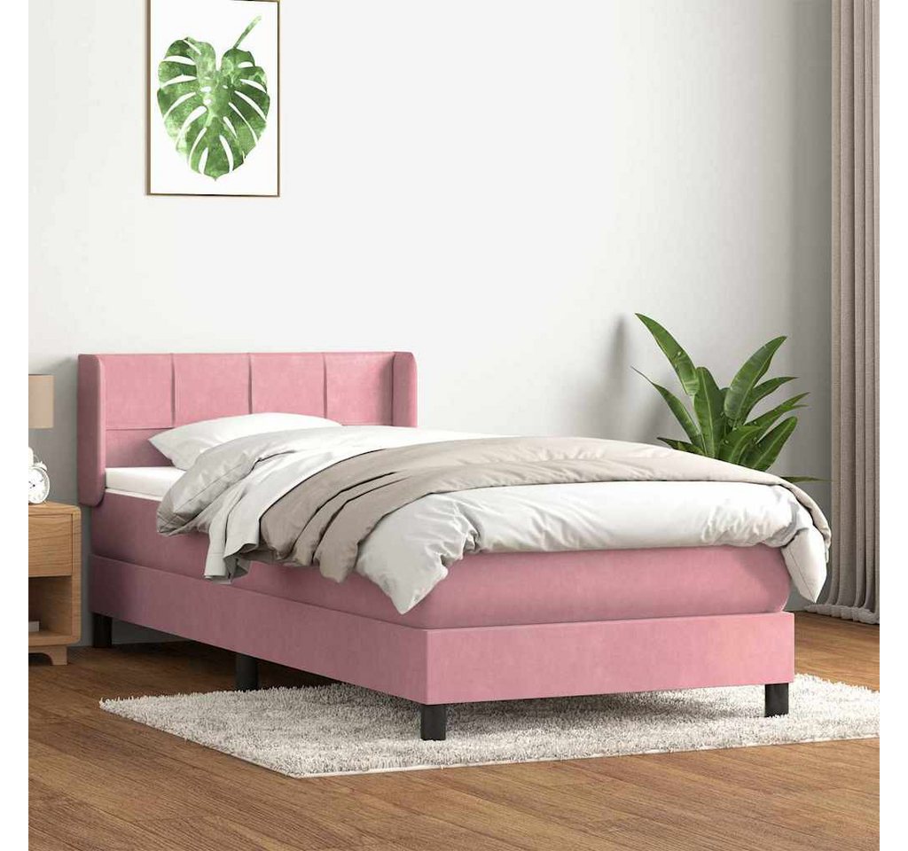 vidaXL Boxspringbett, Boxspringbett mit Matratze Rosa 90x220 cm Samt günstig online kaufen