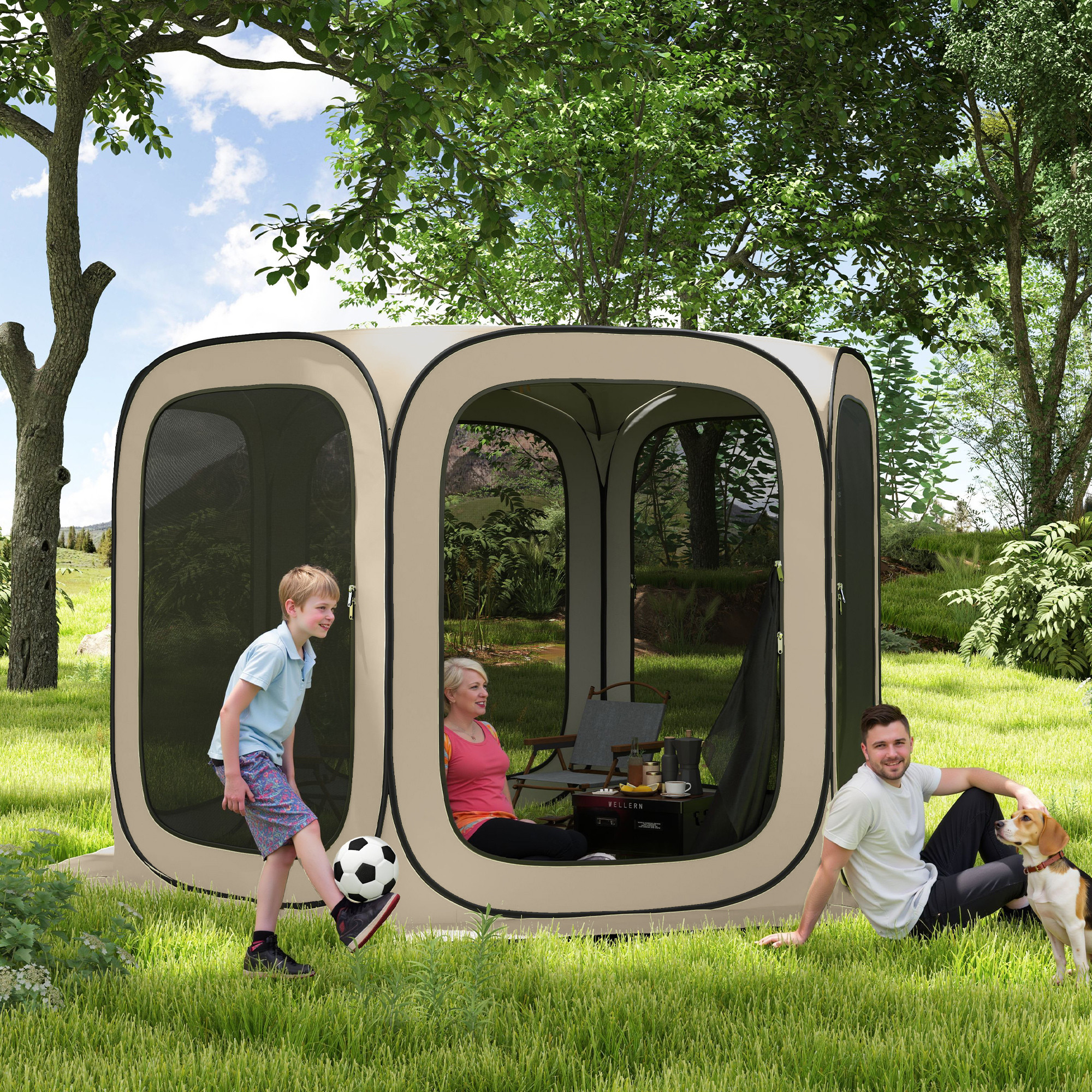 Outsunny Pop-up-Campingzelt Screen Tent klappbar Raumzelt mit Tragetasche, günstig online kaufen