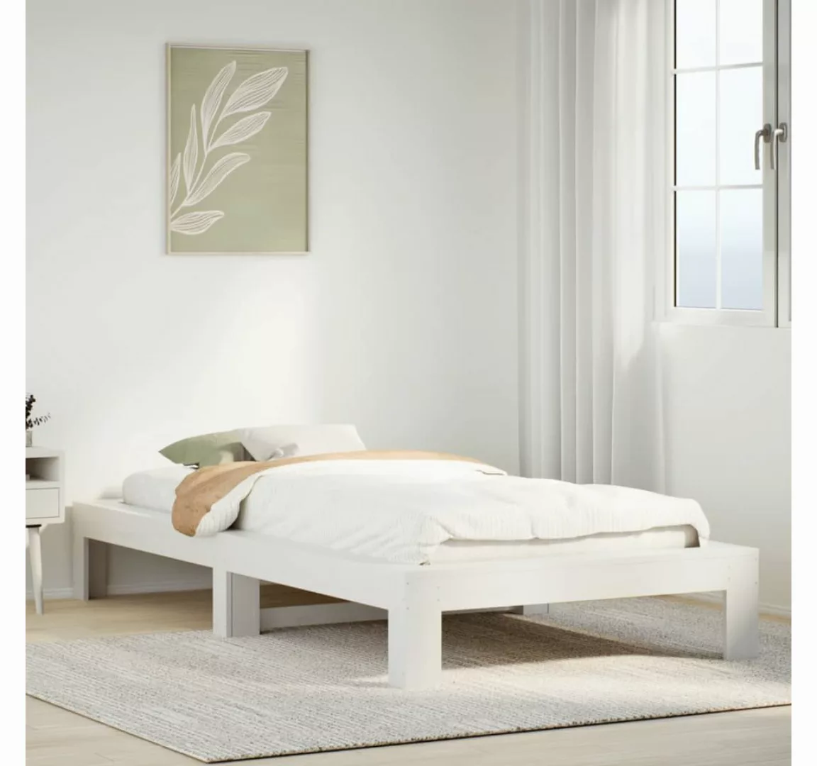 vidaXL Bett, Massivholzbett ohne Matratze Wachsbraun 75x190 cm Kiefernholz günstig online kaufen