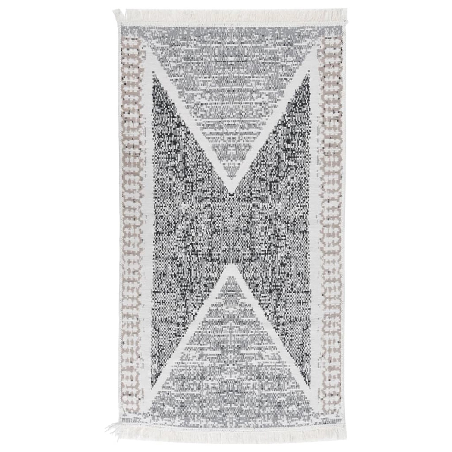 vidaXL Teppich Schwarz Und Grau 120x180 Cm Baumwolle 1123475 günstig online kaufen