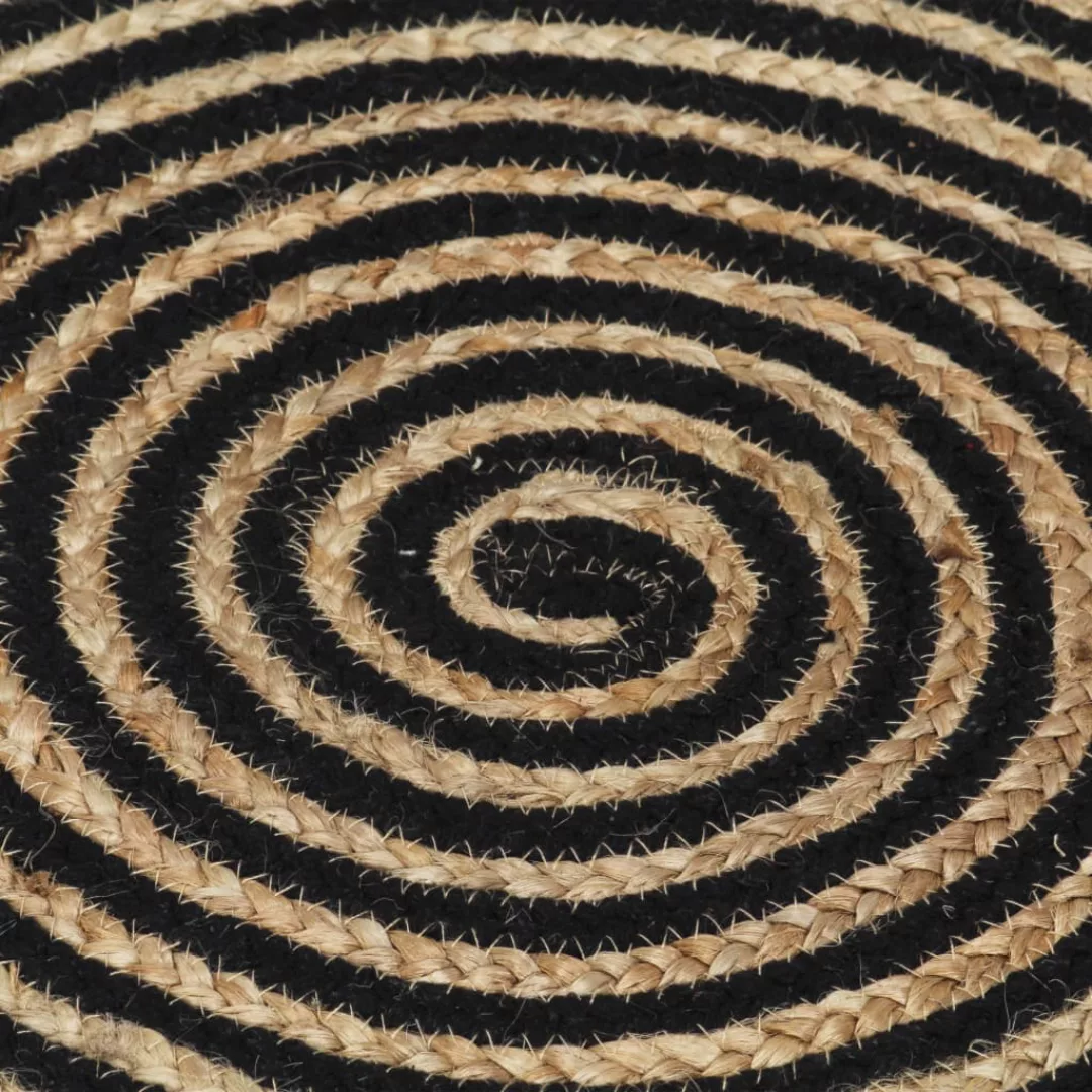 Teppich Handgefertigt Jute Mit Spiralen-design Schwarz 90 Cm günstig online kaufen
