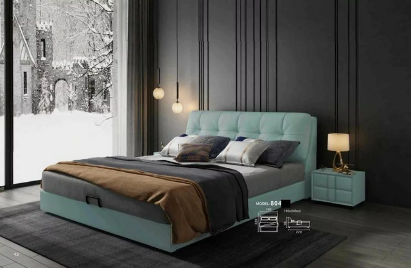 JVmoebel Bett, Designer Bett 180x200 Leder Metall Betten Doppel Schlaf Zimm günstig online kaufen